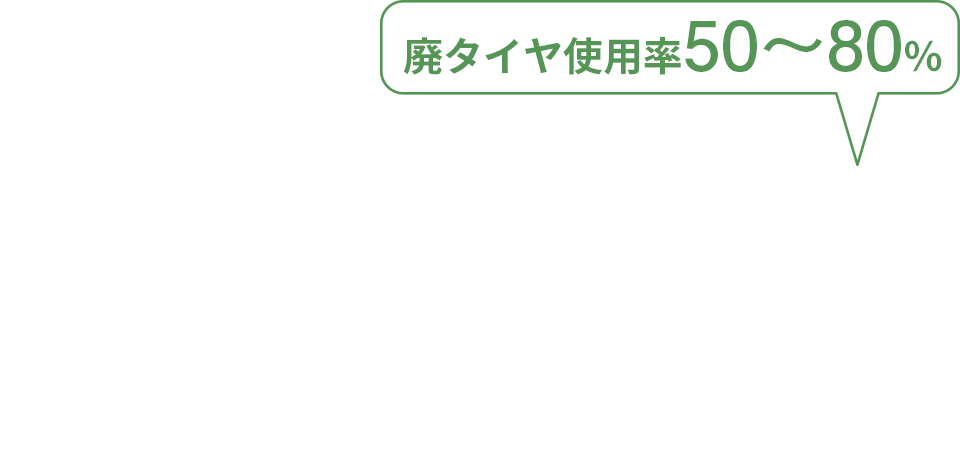 廃タイヤ使用率50~80%